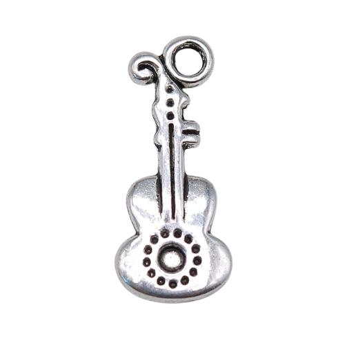 Instrument muzyczny w kształcie wisiorki ze stopów cynku, Stop cynku, Gitara, Platerowane kolorem starego srebra, Vintage & biżuteria moda & DIY, 21x9mm, sprzedane przez PC