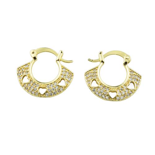 Cubic Zirconia Micro Pave Brass Earring high quality gold color plated fashion jewelry & micro pave cubic zirconia & for woman Sold By Pair