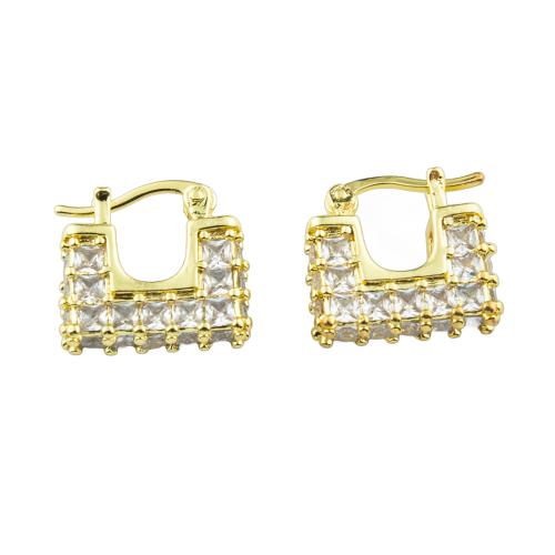 Boucles d'oreilles en laiton zircon cubique pavent, fade et jamais plaqué de haute qualité, bijoux de mode & pavé de micro zircon & pour femme, plus de couleurs à choisir, 17x16x5mm, Vendu par paire