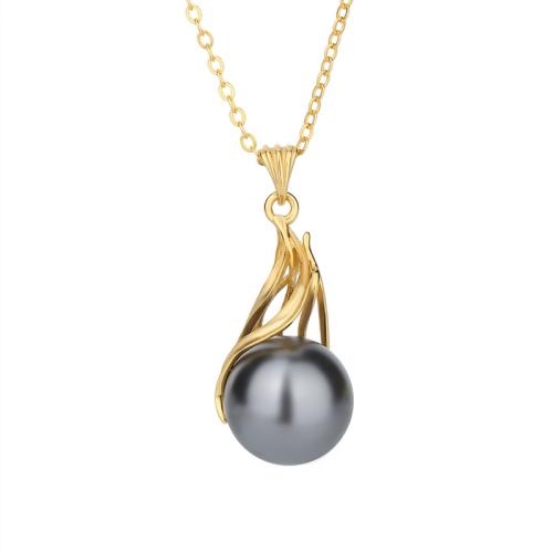 Серебряное ожерелье, 925 пробы, с Shell Pearl, с 5cm наполнитель цепи, ювелирные изделия моды & Женский, Много цветов для выбора, длина Приблизительно 40 см, продается PC