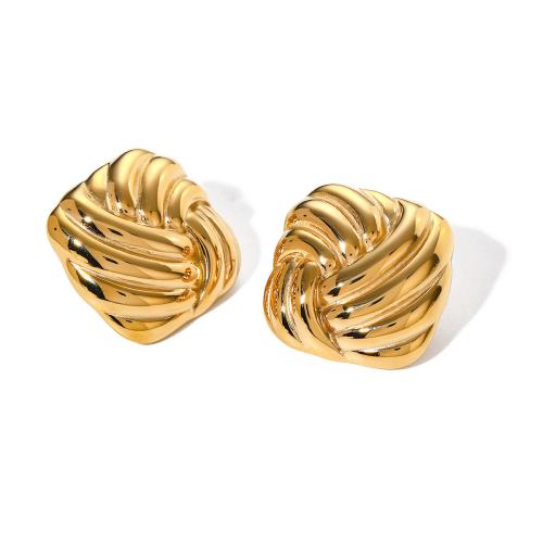 Roestvrij staal Stud Earrings, 304 roestvrij staal, 18K verguld, mode sieraden & voor vrouw, gouden, 24.50x24.50mm, Verkocht door pair