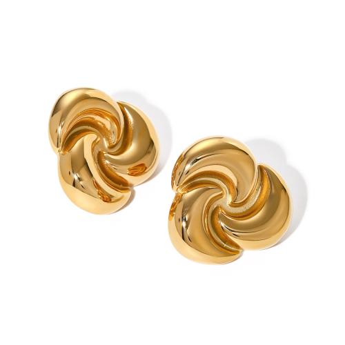 Stainless Steel Stud Earrings 304 Stainless Steel 18K gold plated fashion jewelry & for woman golden Sold By Pair