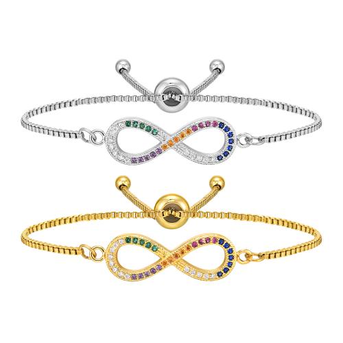 Bracelet cubique en laiton zircon pavent, Infini, Placage, bijoux de mode & pavé de micro zircon & pour femme, plus de couleurs à choisir, 32.70mm, Longueur Environ 12-24 cm, Vendu par PC