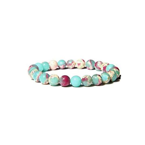 Pulseiras de pedras preciosas, Gemstone Sintético, Roda, joias de moda & materiais diferentes para a escolha & unissex, Mais cores pare escolha, beads:8mm, comprimento Aprox 19-19.5 cm, vendido por PC