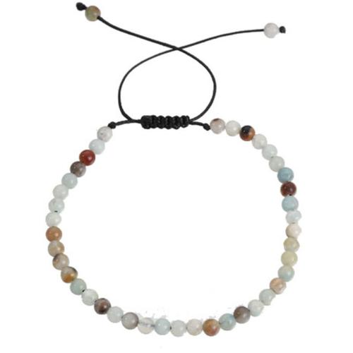 Pulseiras de pedras preciosas, Gemstone Sintético, with Fio de cera, Roda, feito à mão, joias de moda & materiais diferentes para a escolha & unissex & ajustável, Mais cores pare escolha, beads:4mm, comprimento Aprox 16-30 cm, vendido por PC