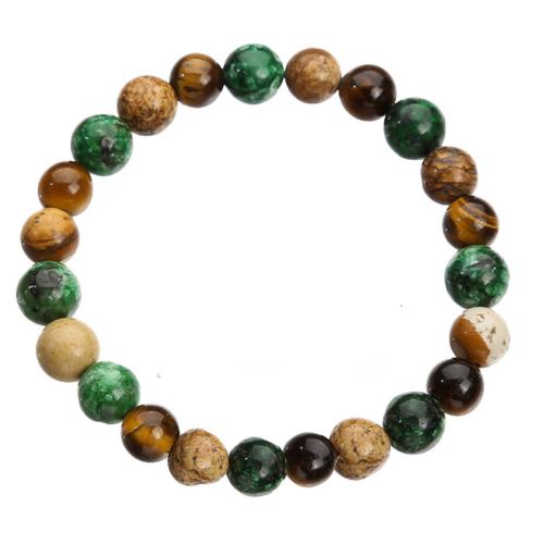 Pulsera de Turquesa, Turquesa Africana, con Jaspe de pintura & Ojo de tigre, 12 Signos del Zodíaco, hecho a mano, Joyería & unisexo, más colores para la opción, longitud aproximado 19-19.5 cm, Vendido por UD