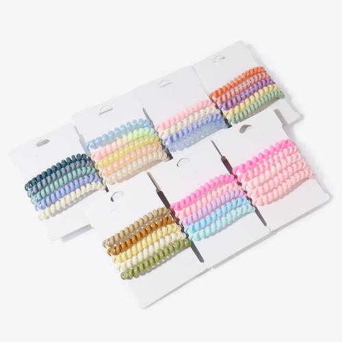 Teléfono cable elástico del pelo, Plástico, para mujer, color mixto, 5PCs/Grupo, Vendido por Grupo