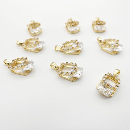 Cubique Pendentif en laiton zircon pavent, Placage, DIY & pavé de micro zircon, doré, 10x15mm, 10PC/lot, Vendu par lot