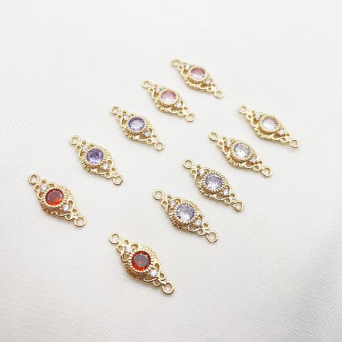 Cubic Zirconia Micro Pave Brass Connector plated DIY & micro pave cubic zirconia Sold By Lot