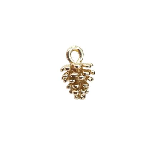 Mässing Smycken Hängen, Pinecone, plated, DIY, gyllene, 12x7mm, 10PC/Lot, Säljs av Lot