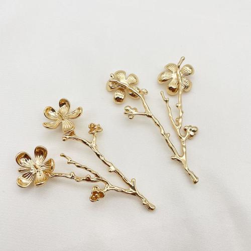 Messing Schmuck Anhänger, Branch, plattiert, DIY, goldfarben, 40x63mm, 10PCs/Menge, verkauft von Menge