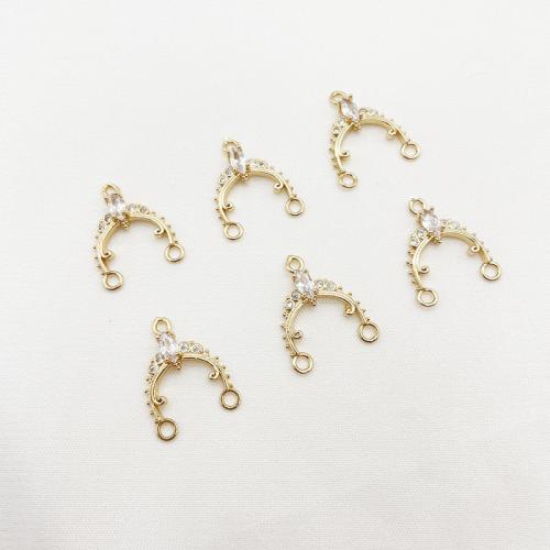 Haaraccessoires DIY bevindingen, Messing, plated, micro pave zirconia, gouden, 9x14mm, 10pC's/Lot, Verkocht door Lot