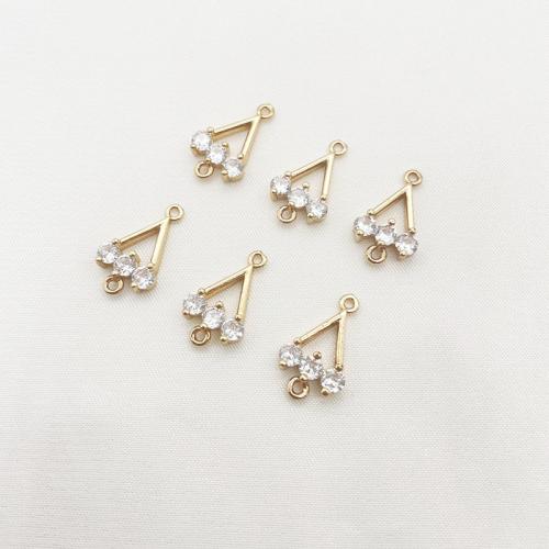 Messing connector met micro-paved kubieke zirconia's, plated, DIY & micro pave zirconia, goud, 9x15mm, 10pC's/Lot, Verkocht door Lot