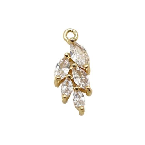 Cubique Pendentif en laiton zircon pavent, Placage, DIY & pavé de micro zircon, doré, 6.50x17mm, 10PC/lot, Vendu par lot