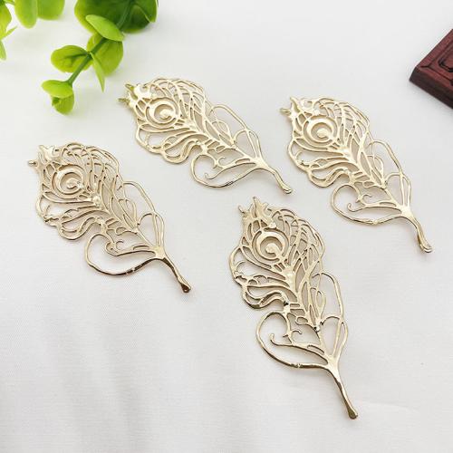 Mässing Smycken Hängen, Leaf, plated, DIY, gyllene, 24x59mm, 10PC/Lot, Säljs av Lot