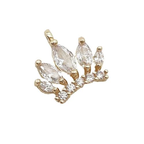 Kubik Zirkonium mikro bana Mässing hängande, Crown, plated, DIY & micro bana cubic zirconia, gyllene, 11.50x11.50mm, 10PC/Lot, Säljs av Lot