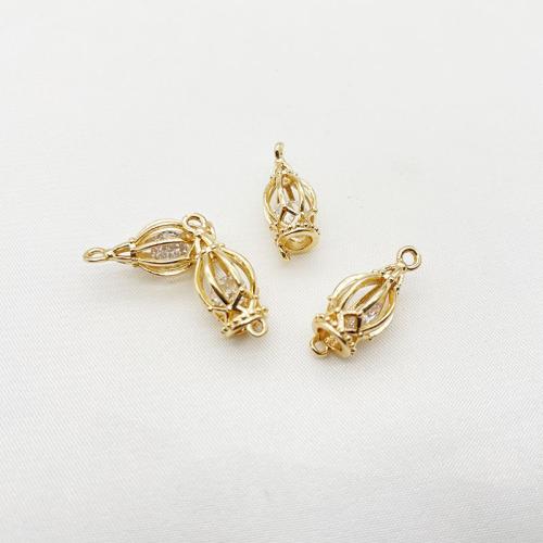 Cubic Zirconia Micro Pave Latão Connector, cobre, banhado, DIY & micro pavimento em zircônia cúbica, dourado, 7x19mm, 10PCs/Lot, vendido por Lot