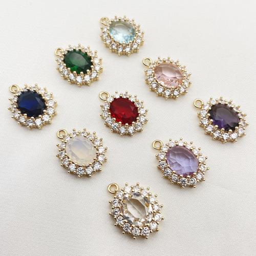 Kubik Zirkonium mikro bana Mässing hängande, plated, DIY & micro bana cubic zirconia, fler färger för val, 14x19mm, 10PC/Lot, Säljs av Lot