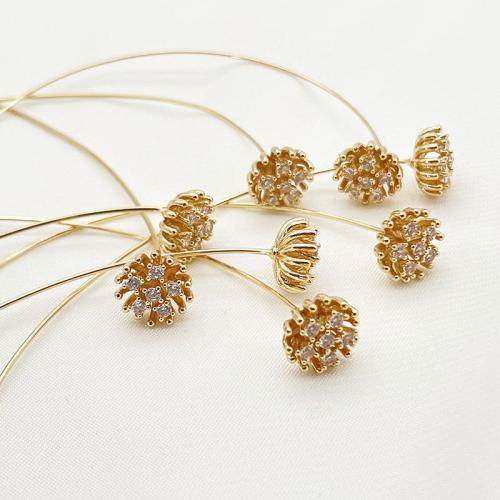 Hair Accessories DIY Findings Brass plated micro pave cubic zirconia golden Sold By Lot