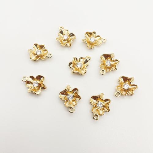 Messing hanger met micro-paved kubieke zirconia's, plated, DIY & micro pave zirconia, gouden, 12mm, 10pC's/Lot, Verkocht door Lot