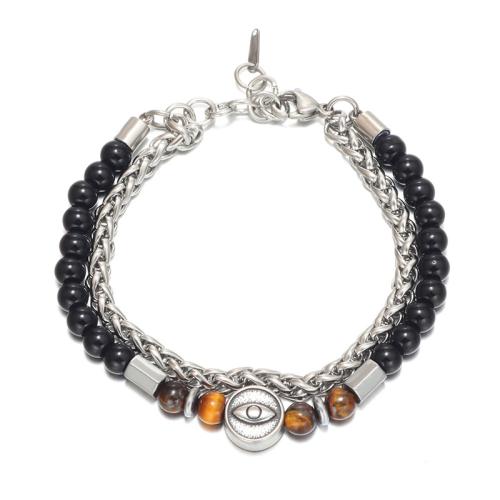 Bracciale gioielli in acciaio inossidabile, 304 acciaio inox, with occhio di tigre, placcato, unisex & stili diversi per la scelta, nessuno, Lunghezza Appross. 20.4-24 cm, Venduto da PC