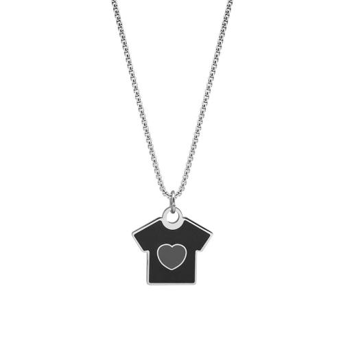 Titanium Steel Necklace Unisex & enamel black Length 60 cm Sold By PC