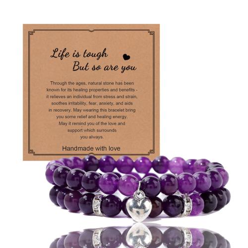 Gemstone Bracelets Zinc Alloy with Gemstone handmade 2 pieces & Unisex Length 16 cm Sold By Set