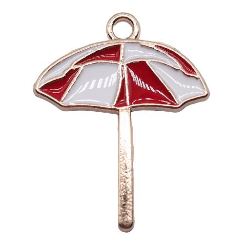 Zinc Alloy émail Pendants, alliage de zinc, parapluie, Placage de couleur d'or, bijoux de mode & DIY, couleurs mélangées, 28x22mm, Vendu par PC