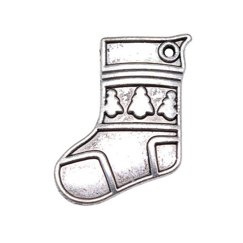 Zinek Vánoční Přívěsky, Christmas Sock, starožitné barva postříbřená, Vintage & módní šperky & DIY, 25x20mm, Prodáno By PC