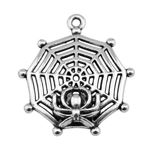 Sinc Alloy Pendants, gréasáin Spider, dath airgid antique plátáilte, seanré & jewelry faisin & DIY, 30x27mm, Díolta De réir PC