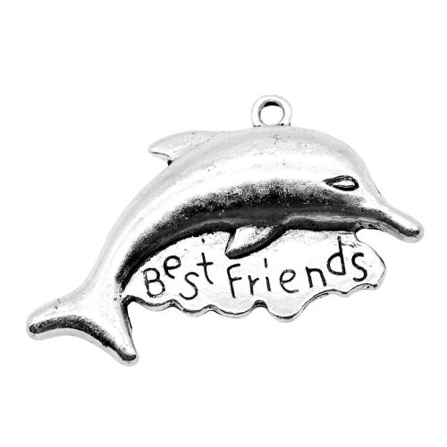 Zinc Alloy Animal Pendants Dolphin antique silver color plated vintage & fashion jewelry & DIY Sold By PC