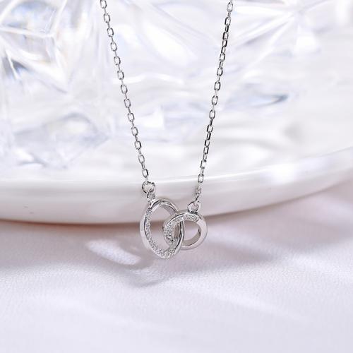 Circón cúbico micr3ofono pavimenta collar de plata esterlina, Plata de ley 925, con 5cm extender cadena, Joyería & micro arcilla de zirconia cúbica & para mujer, longitud aproximado 40 cm, Vendido por UD