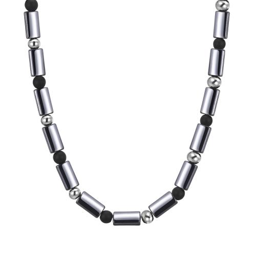 Collana in acciaio inossidabile, 304 acciaio inox, with Ematite & agate, lucido, gioielli di moda & per l'uomo, Lunghezza Appross. 45-50 cm, Venduto da PC