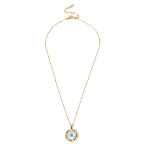 Evil Eye sieraden ketting, 304 roestvrij staal, 18K verguld, mode sieraden & voor vrouw, gouden, Lengte Ca 40-45 cm, Verkocht door PC