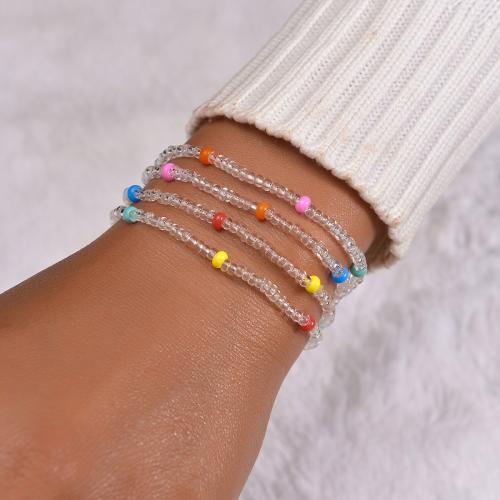 Bracciale in vetro, Seedbead, gioielli di moda, colori misti, 4PC/set, Venduto da set