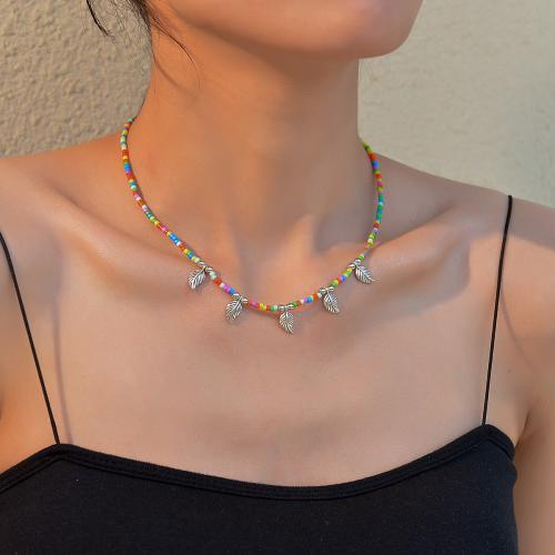 Kunststof parel ketting, Zinc Alloy, met Seedbead & Schelp & Plastic Pearl, met 7cm extender keten, plated, mode sieraden & verschillende ontwerpen voor de keuze, meer kleuren voor de keuze, nikkel, lood en cadmium vrij, Lengte 40 cm, Verkocht door PC