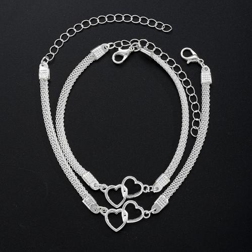 Sinc Alloy Anklet, le 6.7cm slabhra extender, 2 phíosa & jewelry faisin & unisex, dath bunaidh, Fad 20 cm, Díolta De réir Socraigh