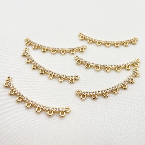 Accesorios para el cabello DIY de, metal, chapado, Bricolaje & micro arcilla de zirconia cúbica, dorado, 5x33mm, 10PCs/Grupo, Vendido por Grupo