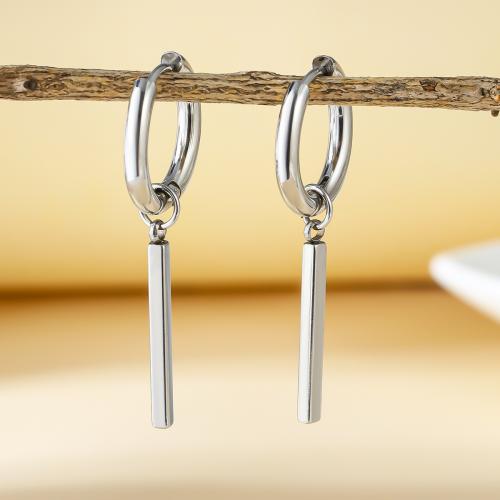 Huggie hoepel Drop Earrings, Titanium Staal, plated, voor vrouw, oorspronkelijke kleur, Verkocht door PC