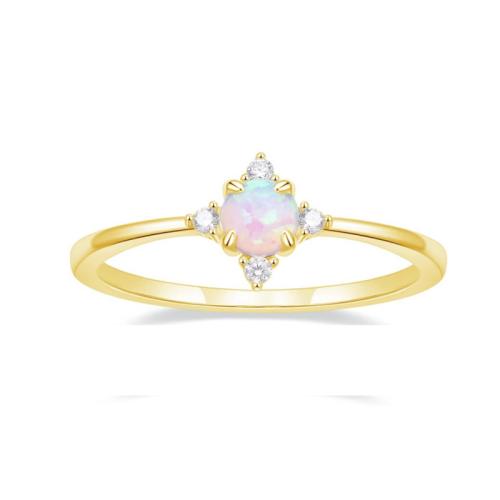 Zinc Alloy fingerring, med opal, forgyldt, forskellig størrelse for valg & Micro Pave cubic zirconia & for kvinde, flere farver til valg, Solgt af PC