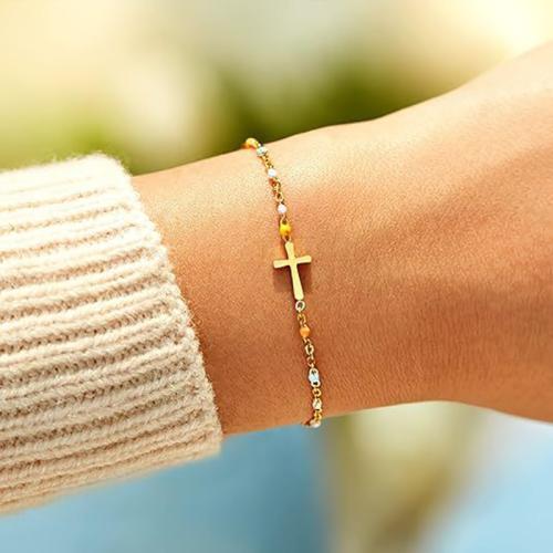 Zinc Alloy Bracelet plated & for woman & enamel golden Length 21 cm Sold By PC