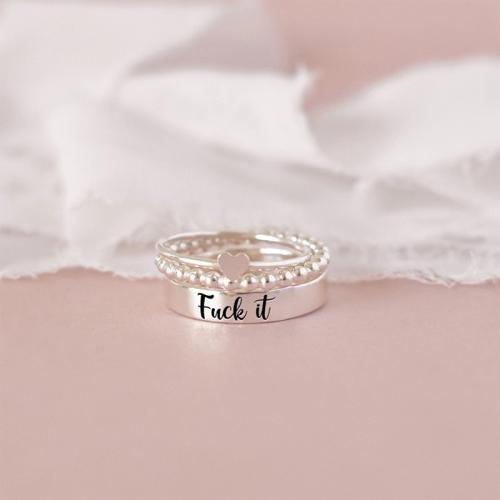 Sinc Alloy Ring Set, plátáilte, trí phíosa & méid éagsúla do rogha & do bhean, airgid, Díolta De réir Socraigh