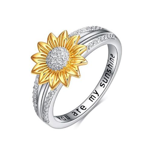 Bague en alliage de zinc, Placage, normes différentes pour le choix & pavé de micro zircon & pour femme, argent, Vendu par PC