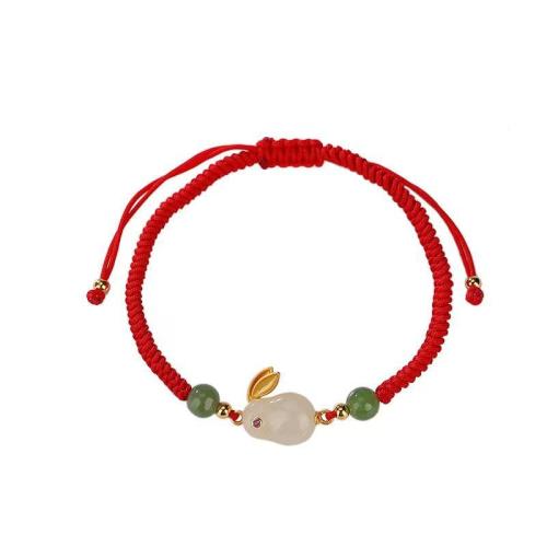 Βαμβάκι Cord Βραχιόλι, με Hetian Jade & Red Agate & Κράμα ψευδάργυρου, διαφορετικά στυλ για την επιλογή & για τη γυναίκα, Μήκος Περίπου 6-10 inch, Sold Με PC