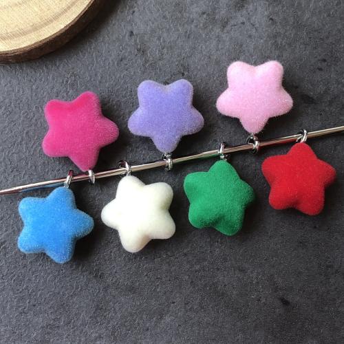 Tecido flocado pingente, Estrela, DIY, Mais cores pare escolha, 10PCs/Bag, vendido por Bag