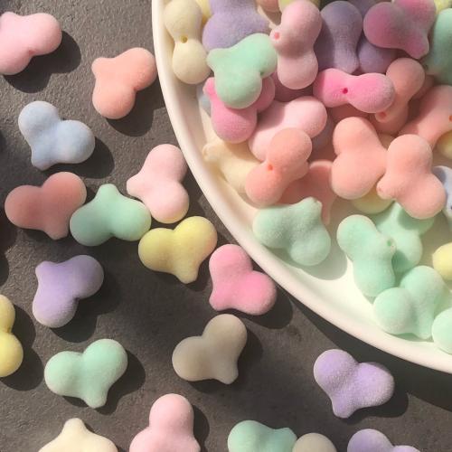 Flocking Fabric Bead, Heart, du kan DIY, blandede farver, 10pc'er/Bag, Solgt af Bag