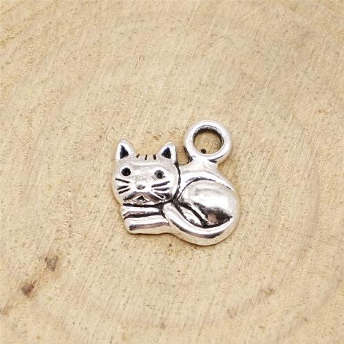 Zinc Alloy Animal Pendler, Cat, antik sølv farve forgyldt, Vintage & mode smykker & du kan DIY, 15x13mm, Solgt af PC