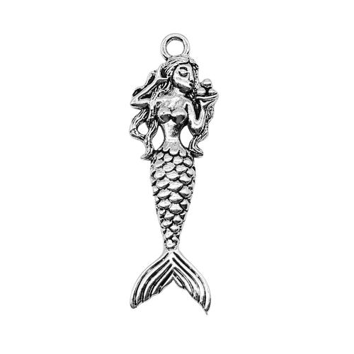 Tegn Shaped Zinc Alloy Pendler, Mermaid, antik sølv farve forgyldt, Vintage & mode smykker & du kan DIY, 20x62mm, Solgt af PC