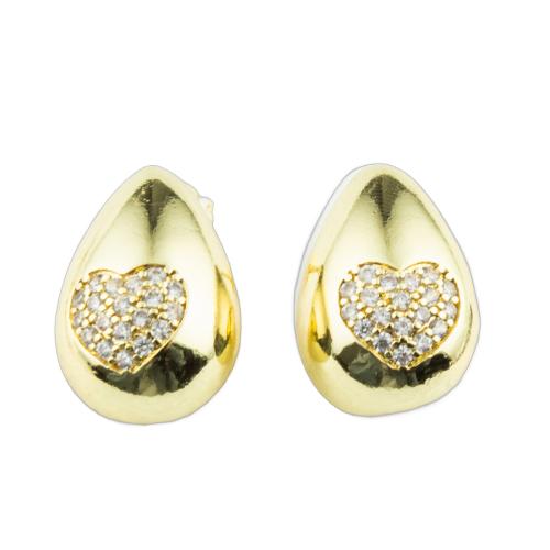 Cubic Zirconia Micro Pave Brass Earring fashion jewelry & micro pave cubic zirconia & for woman Sold By Pair