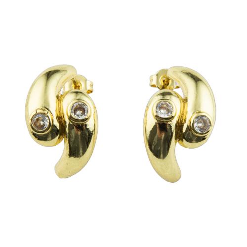 Boucles d'oreilles en laiton zircon cubique pavent, fade et jamais plaqué de haute qualité, bijoux de mode & pavé de micro zircon & pour femme, plus de couleurs à choisir, 23x20x12mm, Vendu par paire